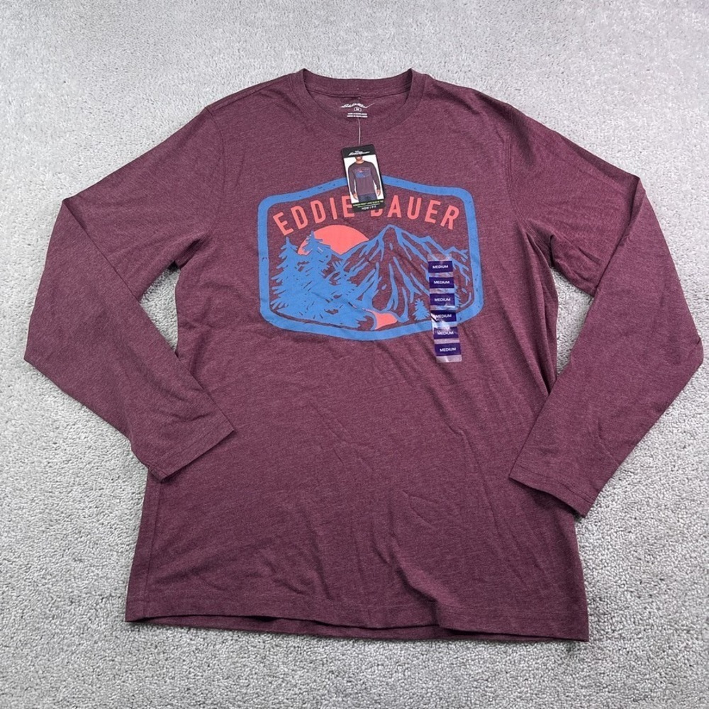 NEW Eddie Bauer Shirt Mens Medium Red Mountain Camping Hiking Long Sleeve NWT